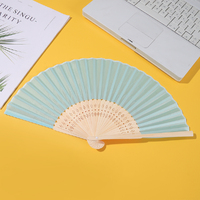 24 x Light Blue Silk Folding Fan