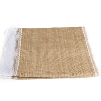 Burlap Table Runner With Lace Edge - Length 200cm x Width 30cm