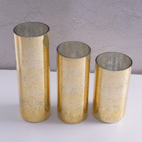 Set of 3 Gold Glass Cylinder Candle Holder