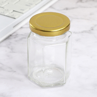 40 x 100ml Hexagon Shape Glass Jars Gold Lid