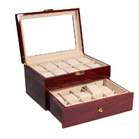 New 20 Compartments Wooden Watch Jewellery Box Wristwatch Display Storage Case 