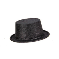 Black Glitter Party Fun Fancy Top Hat 