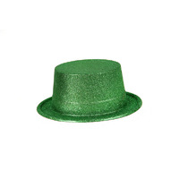 Green Glitter Party Fun Fancy Top Hat 