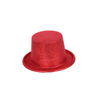 Red Glitter Party Fun Fancy Top Hat 