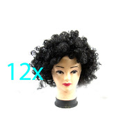 Bulk Lot x 12 Black Afro Wig Curly Party Clown Disco Fancy Dress Up Party Costume