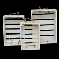 3PC Wooden White Decorative Crates Boxes Wedding Home Vintage Rustic Storage  