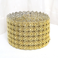 9m Gold Diamond Ribbon Rhinestone Mesh Roll