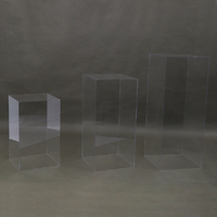 Set of 3 Clear Acrylic Cube Display Plinth Pedestal 