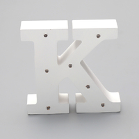 'K'  White Alphabet Wooden Letter LED Sign Light