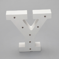 'Y'  White Alphabet Wooden Letter LED Sign Light