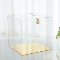 Clear Acrylic Wedding Wishing Well Gold Base Money Gift Card Box