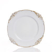 24 x White Vintage Charger Plate 33cm French Style Gold Edge 