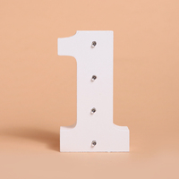 Number '1' White Wooden Letter LED Sign Light