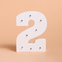 Number '2' White Wooden Letter LED Sign Light