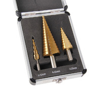 3 PC Set HSS Step Cone Drill Bits Titanium Coated 