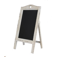 Rustic White Wooden Vintage Chalkboard with White Heart Easel Rack Blackboard 