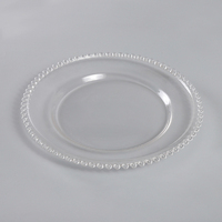 4 x Clear Glass Charger Plate Beaded Clear