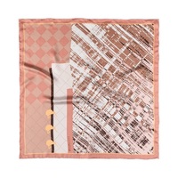 Silk Twill Square Scarf with Geothermal Wonders Print in Peach 60