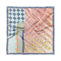 Silk Twill Square Scarf with Geothermal Wonders Print in Rose and Blue 60