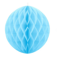 12 x Light Blue Paper Pom Poms Honeycomb Balls 28cm