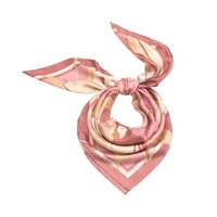 Square Silk Twill Scarf with Parrots and Love Letter in Pink 110